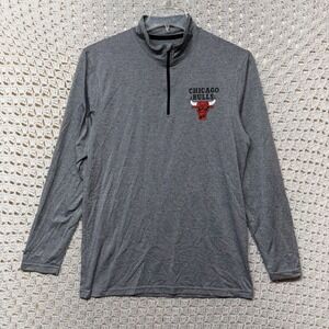 Chicago Bulls NBA Pullover Mens Size M Gray Ultra Game Quarter Zip Long Sleeve